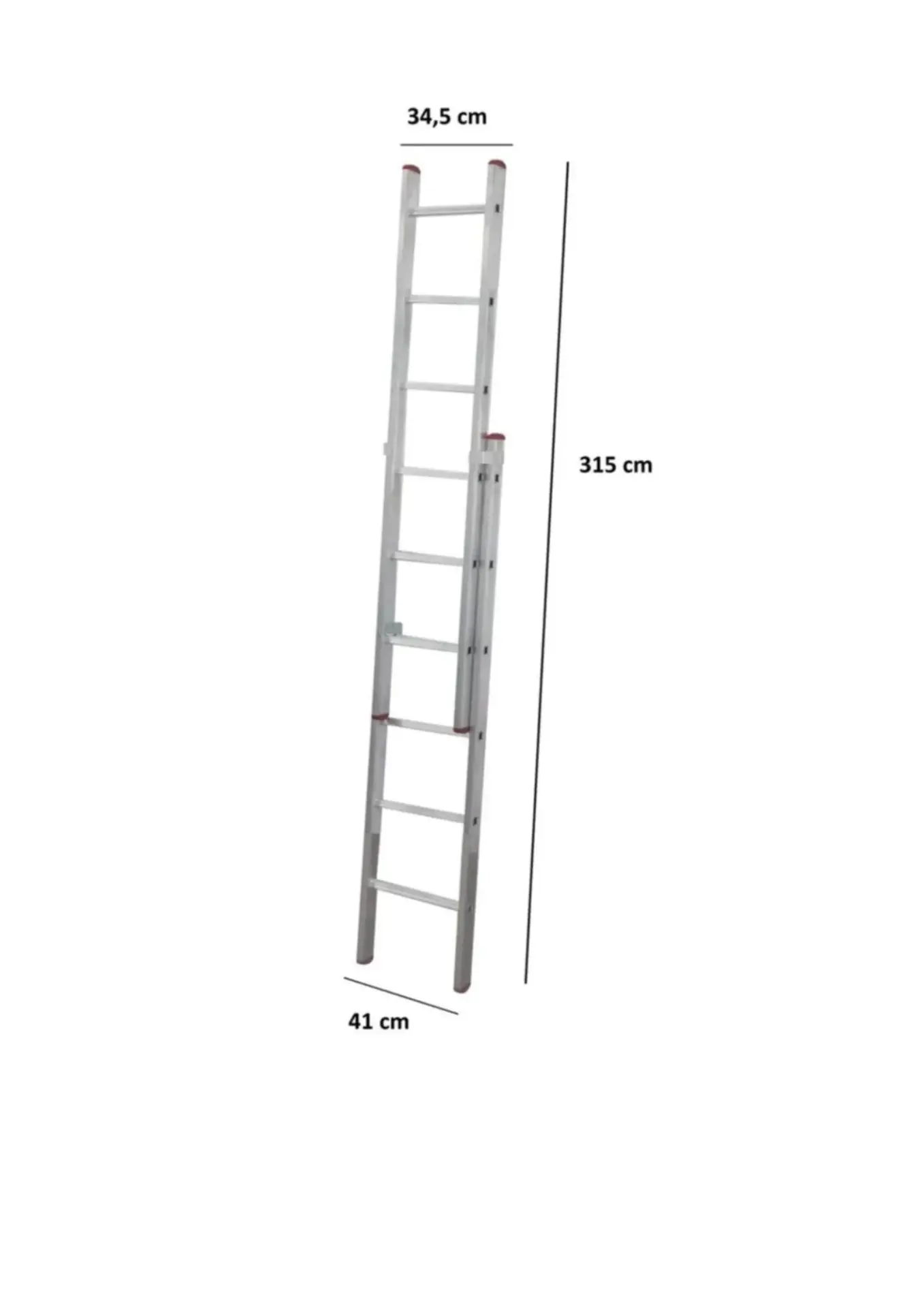 İki Parçalı 6 Basamaklı Sürgülü 2x2=4 Metre Alüminyum Merdiven