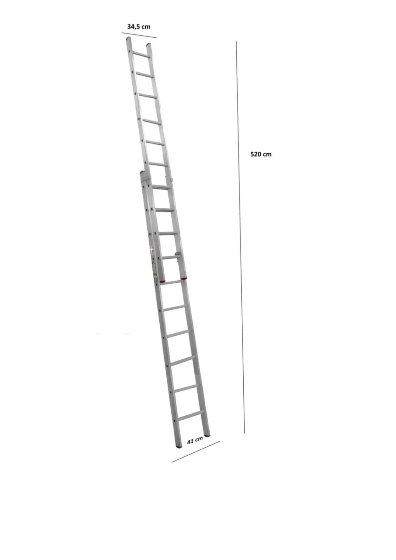 İki Parçalı 10 Basamaklı Sürgülü 2x3=6 Metre Alüminyum Merdiven