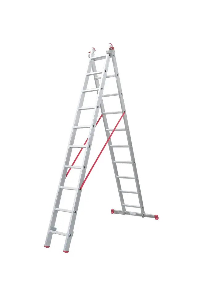 A Tipi İki Parçalı 10 Basamaklı Sürgülü 2x3=6 Metre Alüminyum Merdiven