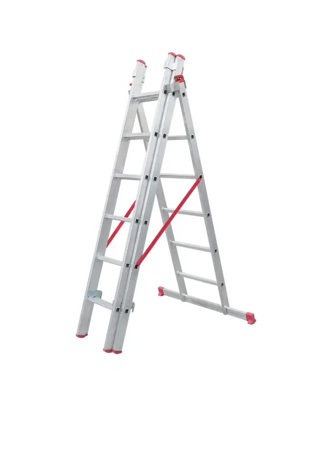A Tipi Üç Parçalı 6 Basamaklı Sürgülü 3x2=6 Metre Alüminyum Merdiven