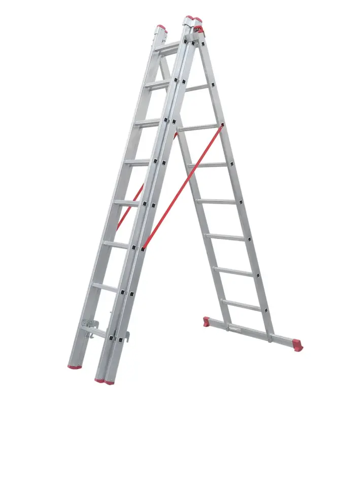 A Tipi Üç Parçalı 8 Basamaklı Sürgülü 3x2.5=7.5 Metre Alüminyum Merdiven