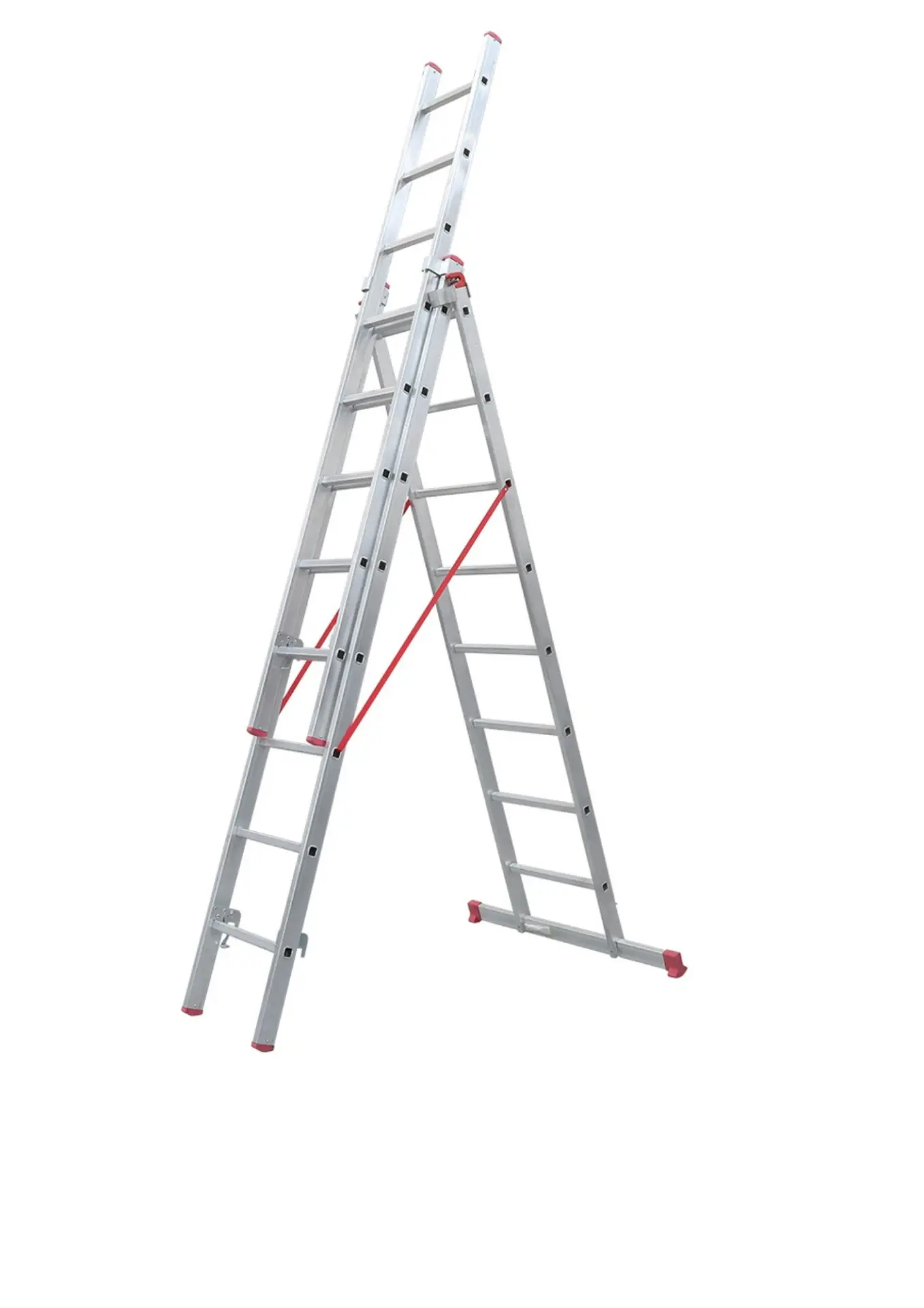 A Tipi Üç Parçalı 8 Basamaklı Sürgülü 3x2.5=7.5 Metre Alüminyum Merdiven
