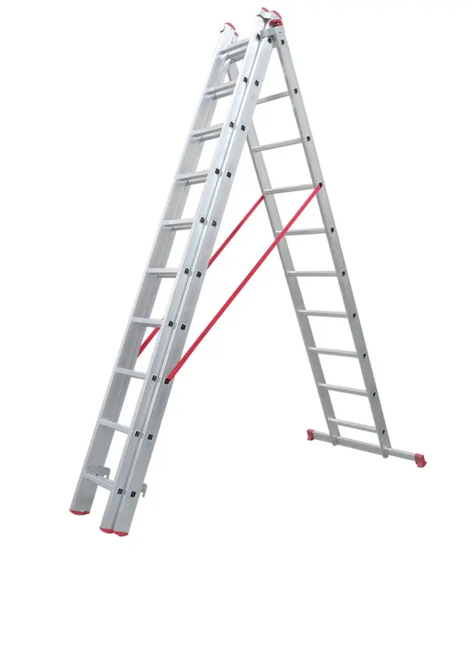 A Tipi Üç Parçalı 10 Basamaklı Sürgülü 3x3=9 Metre Alüminyum Merdiven