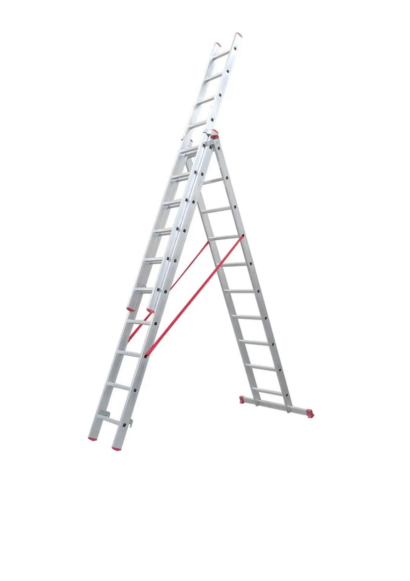 A Tipi Üç Parçalı 10 Basamaklı Sürgülü 3x3=9 Metre Alüminyum Merdiven