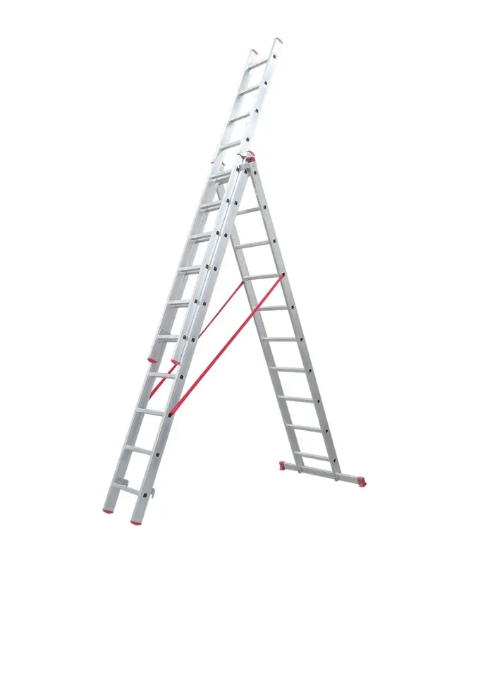 A Tipi Üç Parçalı 10 Basamaklı Sürgülü 3x3=9 Metre Alüminyum Merdiven