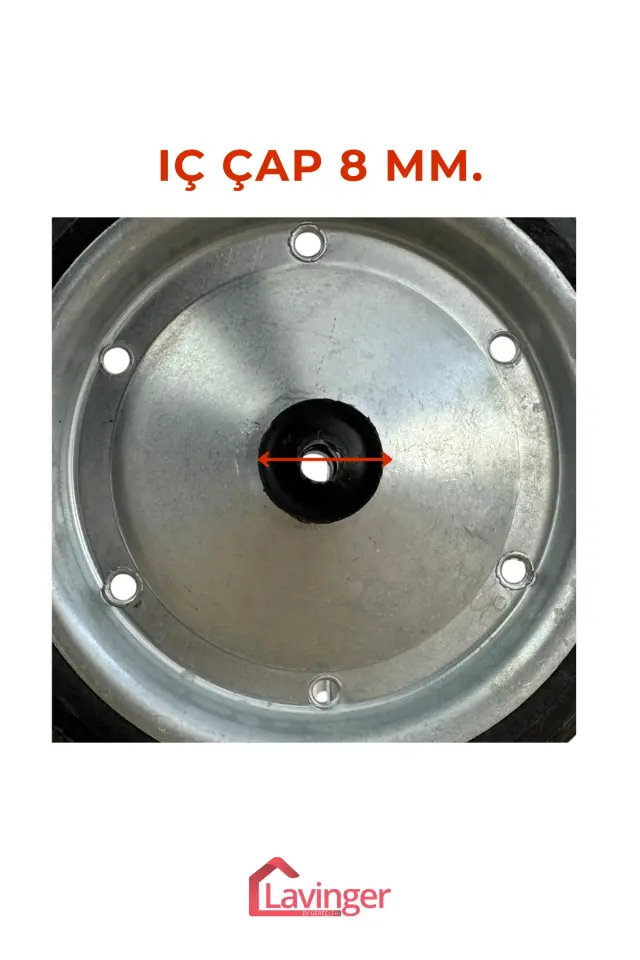 2 Adet 18 cm Metal Gövde Pazar Arabası Tekerleği Süper Sağlam Araba Tekeri Somun&Pul Hediyeli