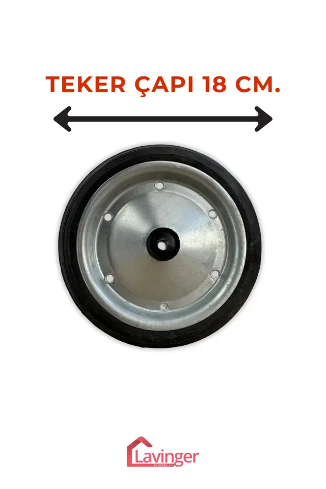 2 Adet 18 cm Metal Gövde Pazar Arabası Tekerleği Süper Sağlam Araba Tekeri Somun&Pul Hediyeli
