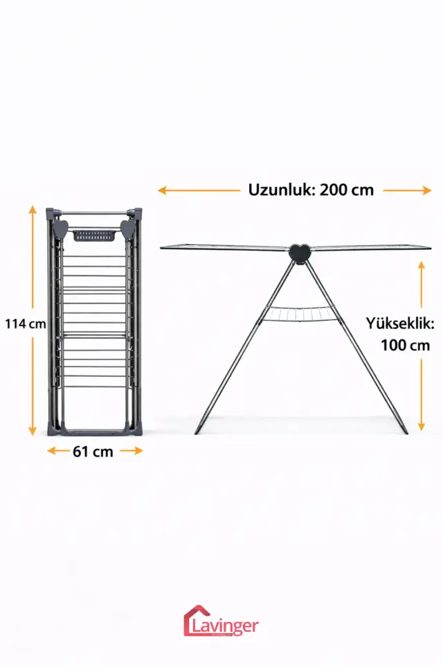 Nova Plus Mekanizmalı Çamaşır Kurutmalığı Kaliteli Paslanmaz Mandallıklı Sepetli Katlanabilir Büyük