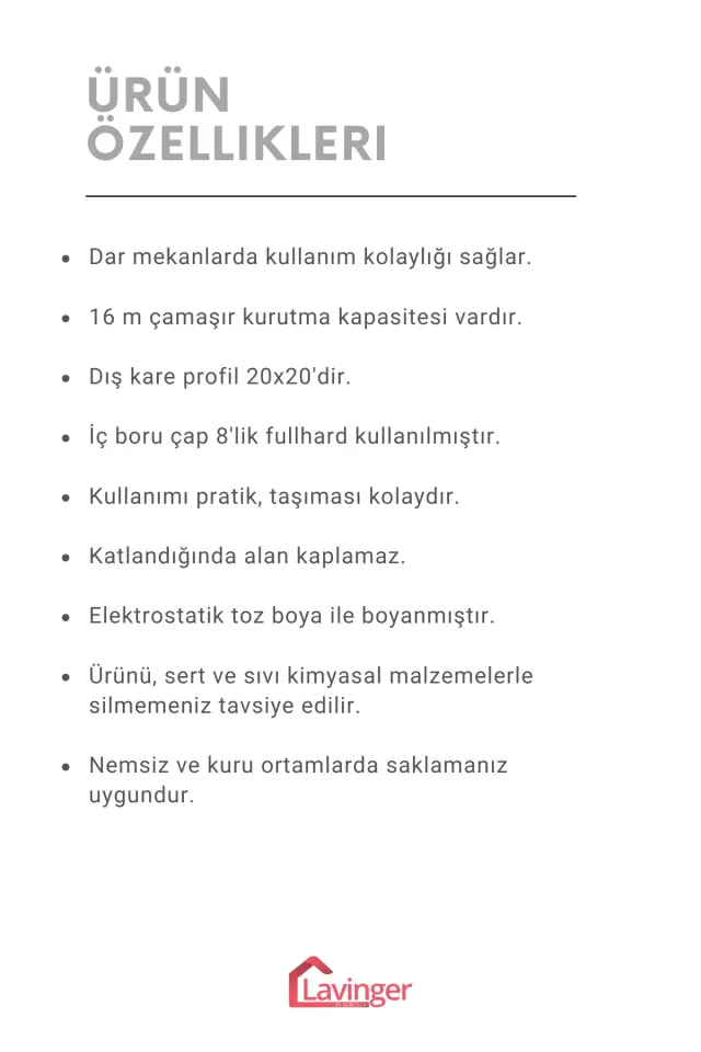 İRON Kalın Borulu Zırhlı Ekstra Sağlam Çamaşır Kurutmalığı Plus