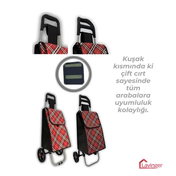 Pazar Arabası Yedek Çantası Taban Suntası Hediye ! Kırmızı