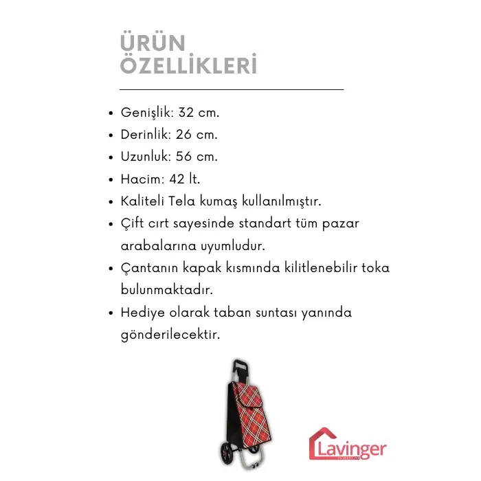 Pazar Arabası Yedek Çantası Taban Suntası Hediye ! Kırmızı