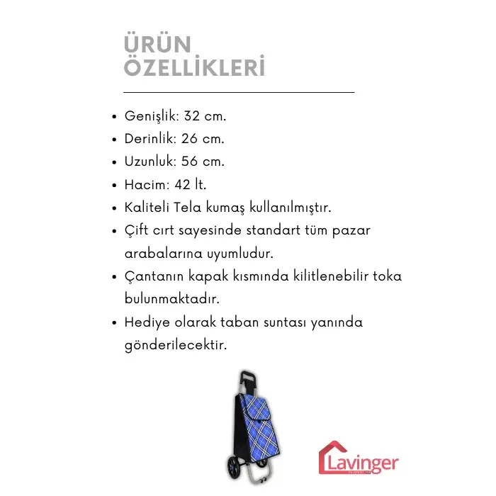 Pazar Arabası Yedek Çantası Taban Suntası Hediye ! Mavi