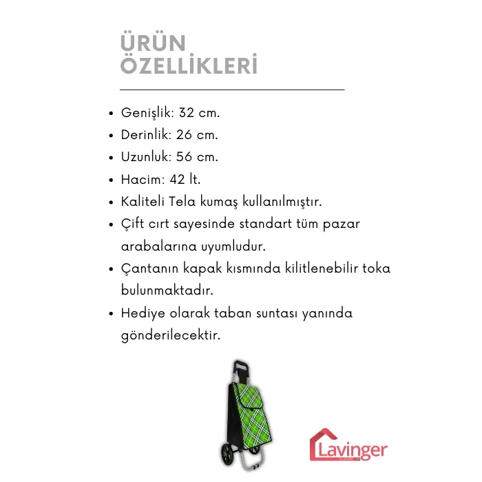 Pazar Arabası Yedek Çantası Taban Suntası Hediye ! Yeşil