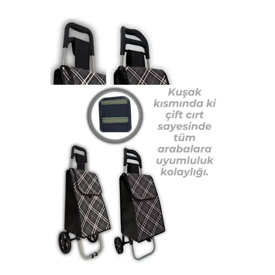 Pazar Arabası Yedek Çantası Taban Suntası Hediye ! Siyah