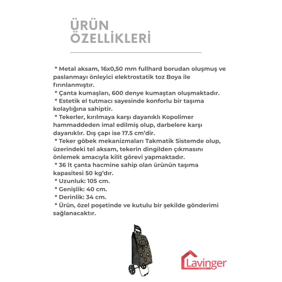 58A Pazar Arabası Plus Katlanabilir (Büyük Tekerlekli) Siyah