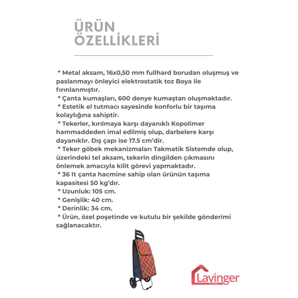 58A Pazar Arabası Plus Katlanabilir (Büyük Tekerlekli) Kırmızı