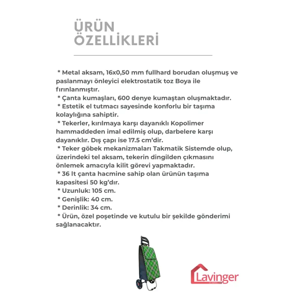 58A Pazar Arabası Plus Katlanabilir (Büyük Tekerlekli) Yeşil