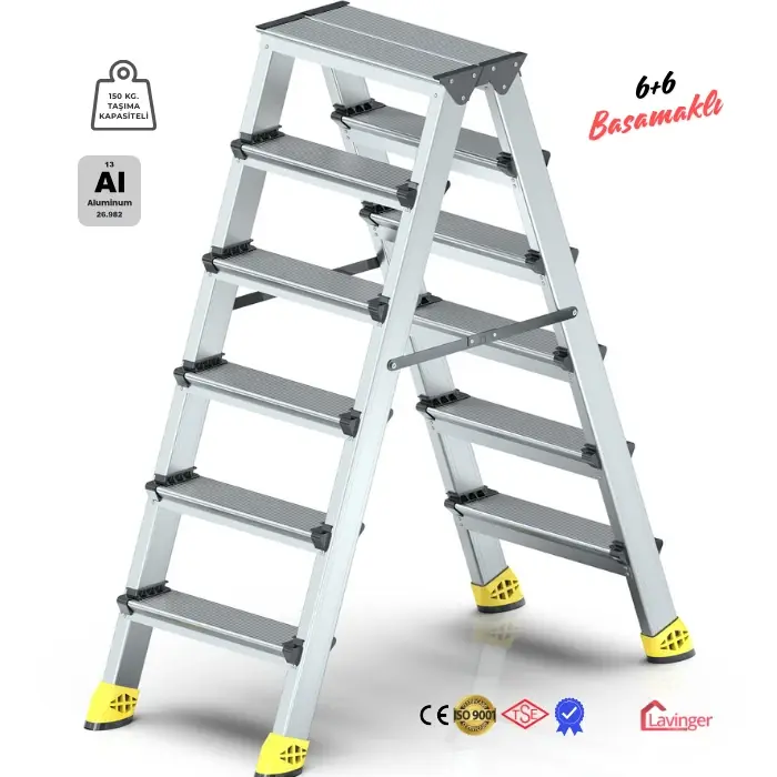 Lüks Alüminyum Çift Çıkışlı Merdiven 6+6