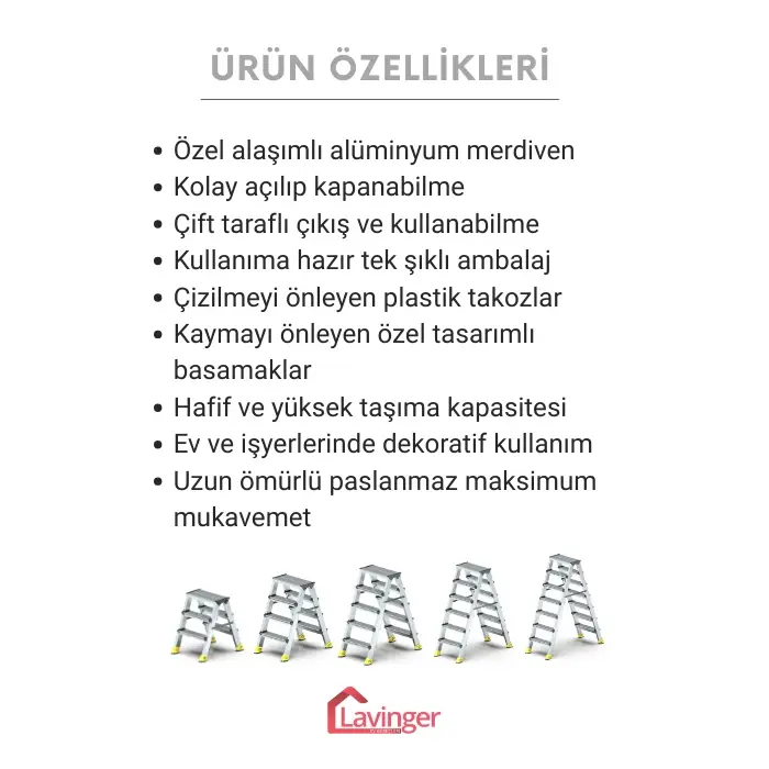 Lüks Alüminyum Çift Çıkışlı Merdiven 8+8