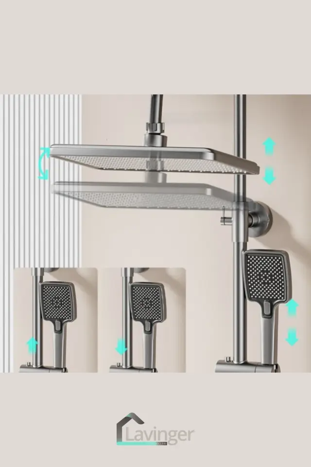 Akıllı LED Ekranlı Termostatik Duş Sistemi – 5 Fonksiyonlu Premium Tasarım - Robot Işıklı Beyaz