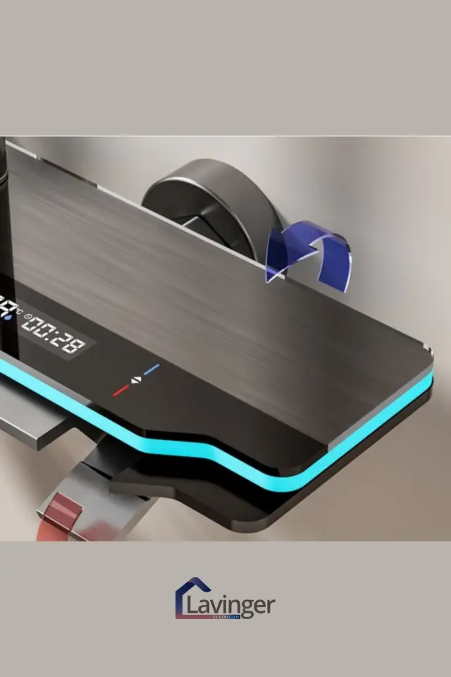 Akıllı LED Ekranlı Termostatik Duş Sistemi – 5 Fonksiyonlu Premium Tasarım - Robot Işıklı Gri