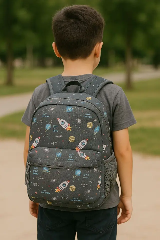 Okul Çanta 3' Lü Set Kalemlik+Beslenme+Okul Çantası Astronot