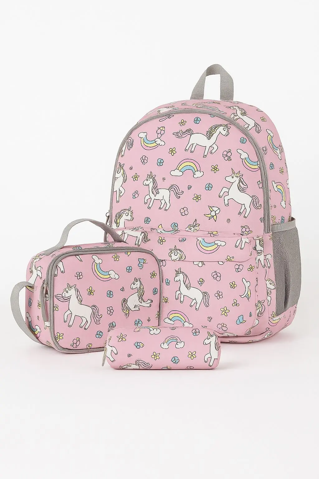 Okul Çanta 3' Lü Set Kalemlik+Beslenme+Okul Çantası Unicorn Pembe