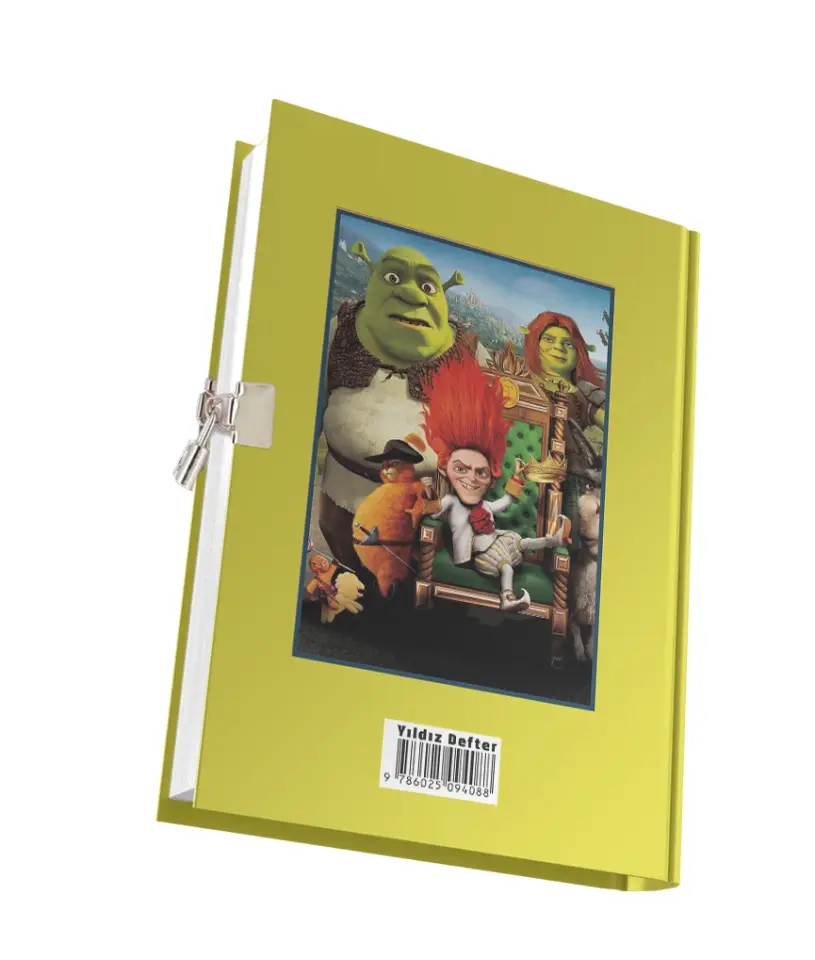 Kilitli Hatıra Günlük Anı Defteri Çizgi Karakterler Yıldız Kids Seri Shrek