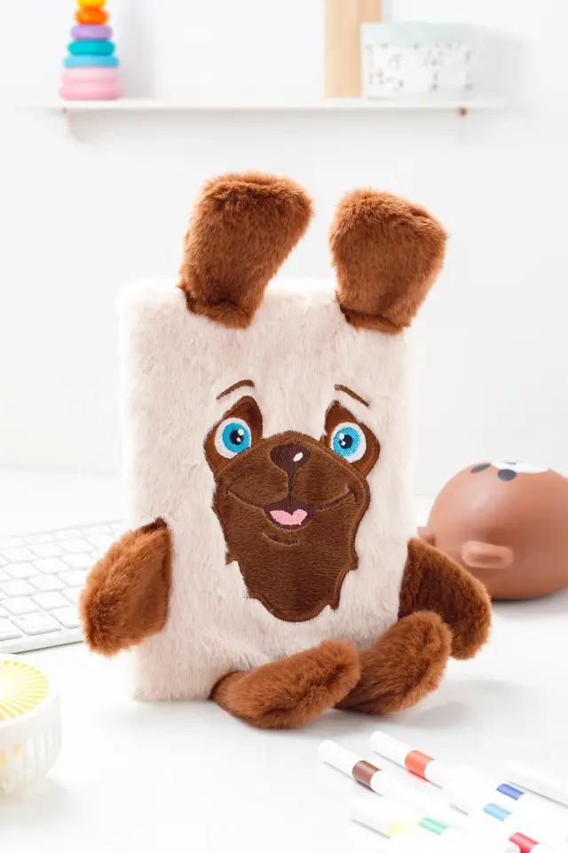 Peluş Hatıra Günlük Anı Defteri Krop Notebook Seri Bearded Dog
