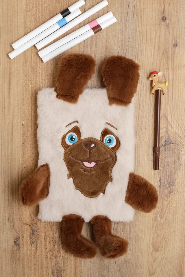 Peluş Hatıra Günlük Anı Defteri Krop Notebook Seri Bearded Dog
