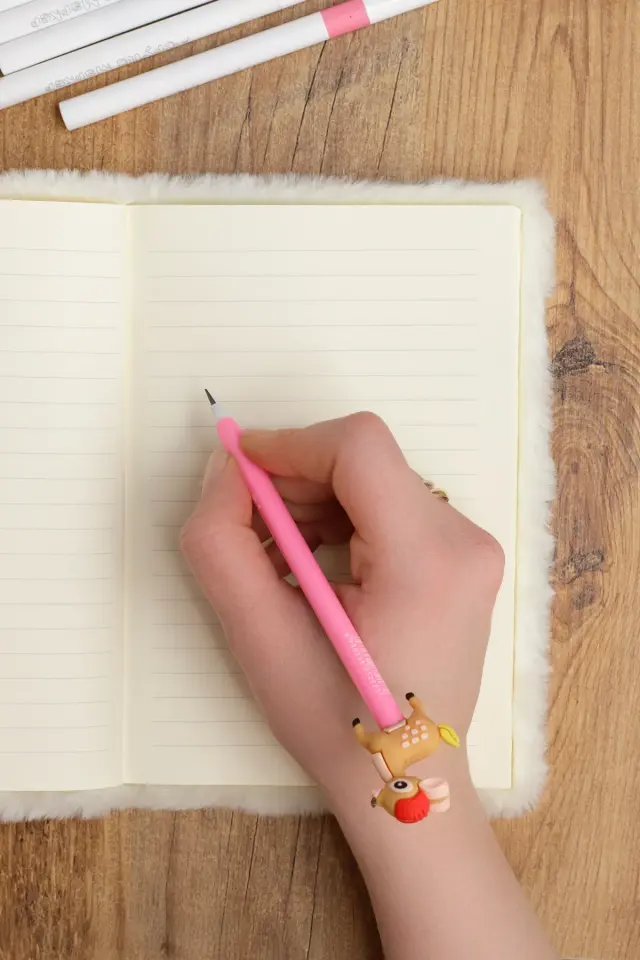 Peluş Hatıra Günlük Anı Defteri Krop Notebook Seri Beyaz Kedi