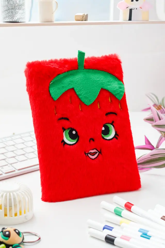 Peluş Hatıra Günlük Anı Defteri Krop Notebook Seri Çilek