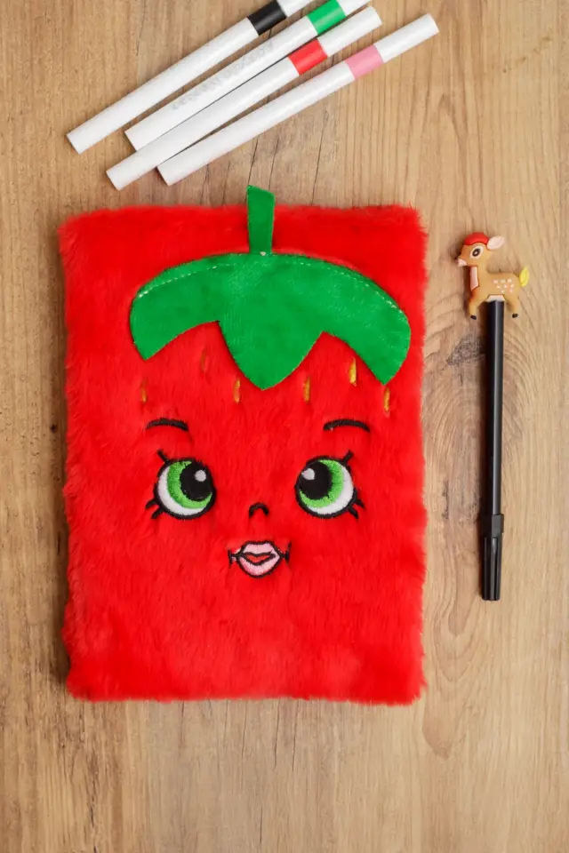 Peluş Hatıra Günlük Anı Defteri Krop Notebook Seri Çilek