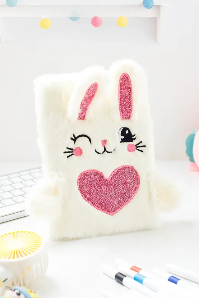 Peluş Hatıra Günlük Anı Defteri Krop Notebook Seri Kalpli Kedi