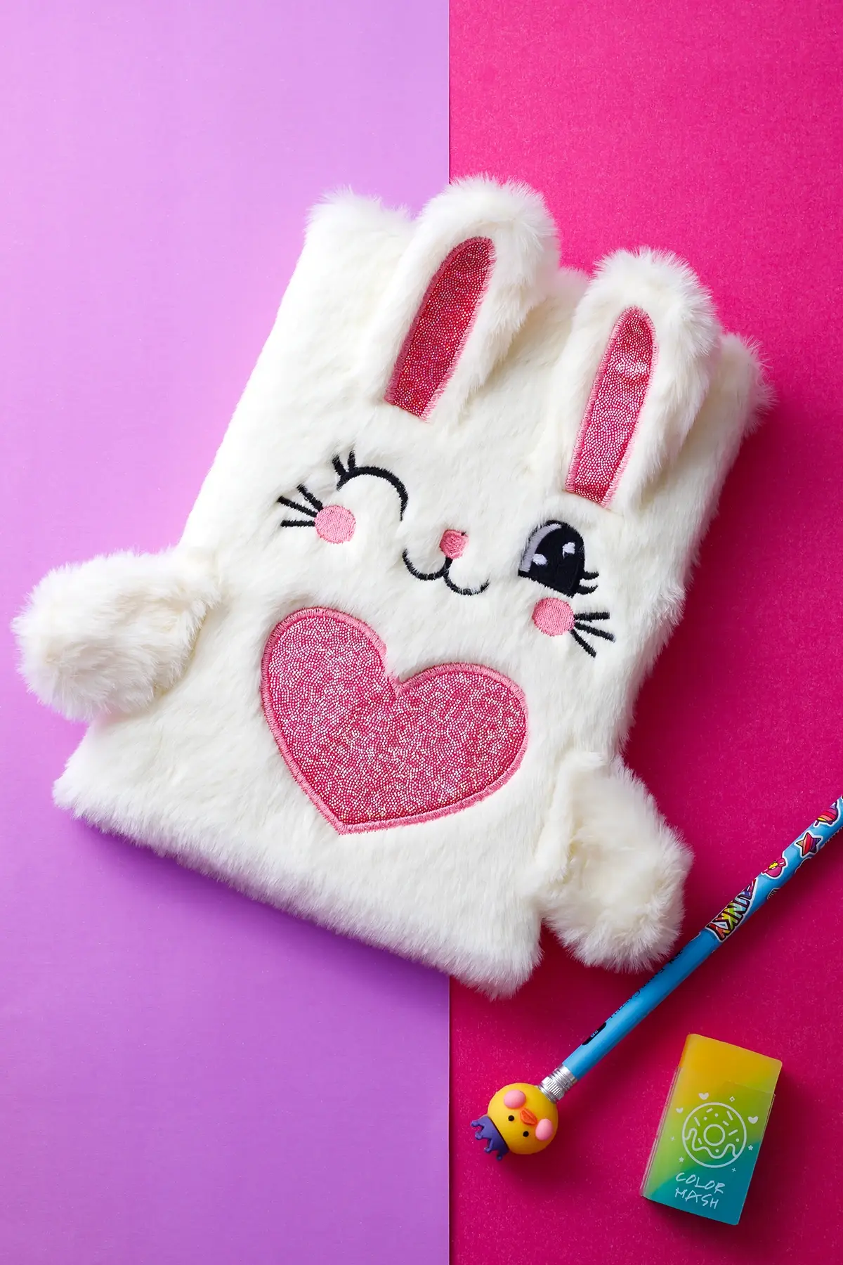 Peluş Hatıra Günlük Anı Defteri Krop Notebook Seri Kalpli Kedi