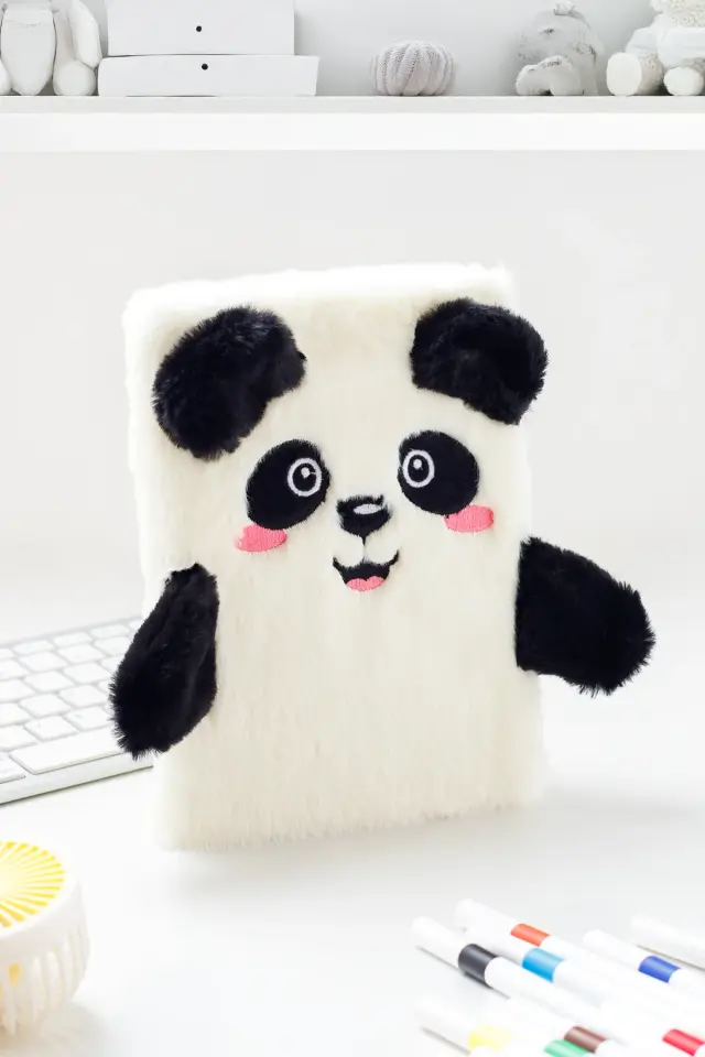 Peluş Hatıra Günlük Anı Defteri Krop Notebook Seri Panda