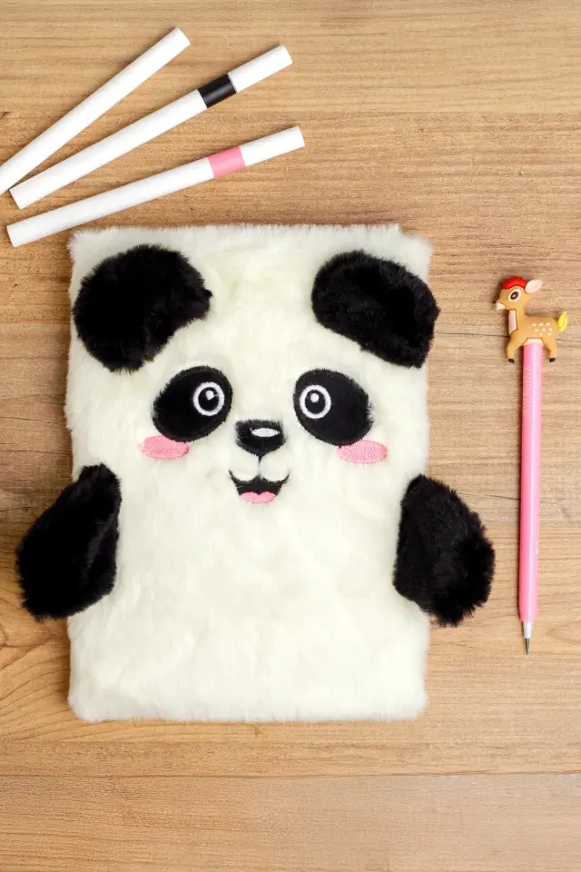 Peluş Hatıra Günlük Anı Defteri Krop Notebook Seri Panda