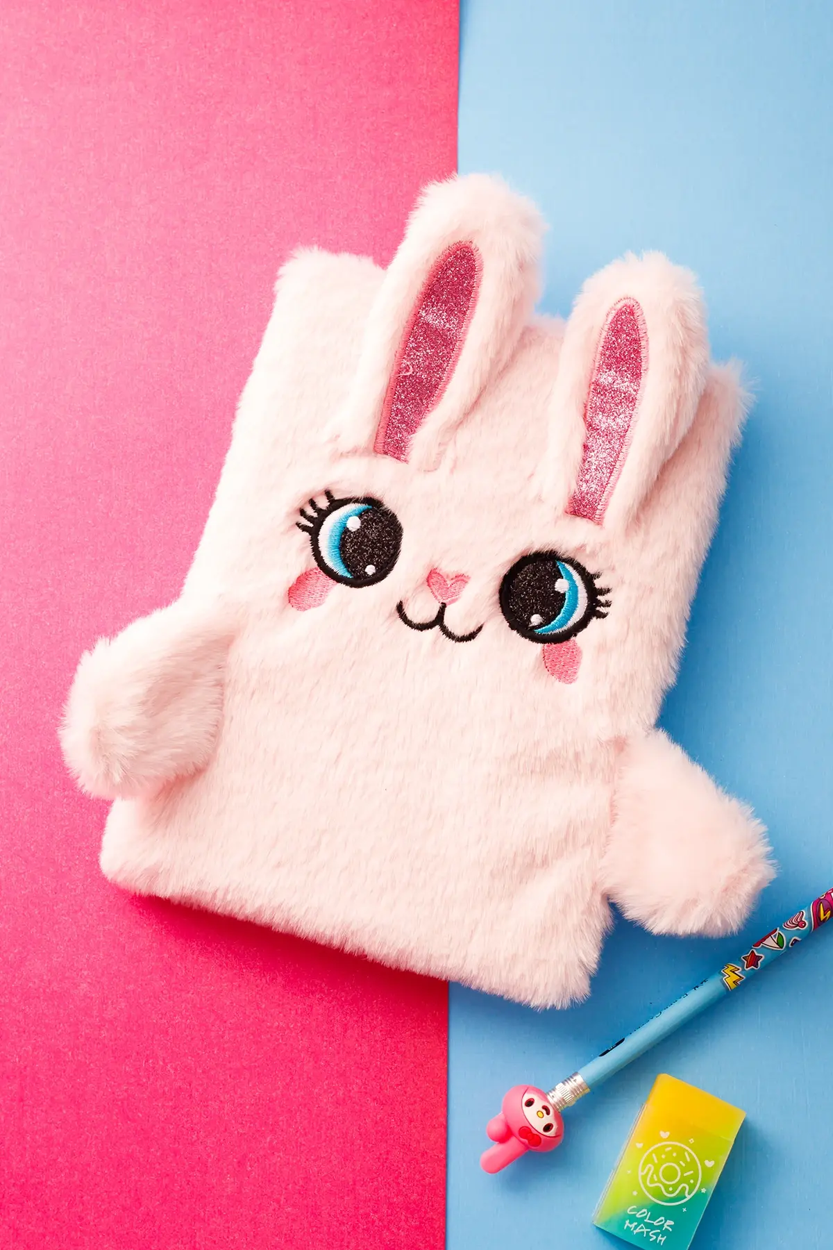 Peluş Hatıra Günlük Anı Defteri Krop Notebook Seri Pembe Kedi