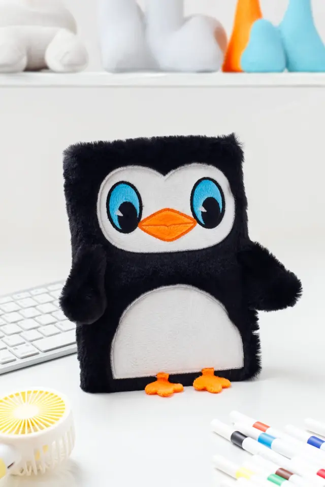Peluş Hatıra Günlük Anı Defteri Krop Notebook Seri Penguen