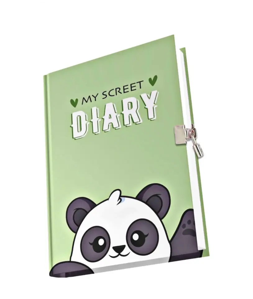 Kilitli Hatıra Günlük Anı Defteri Hello Pandastic Seri Yeşil
