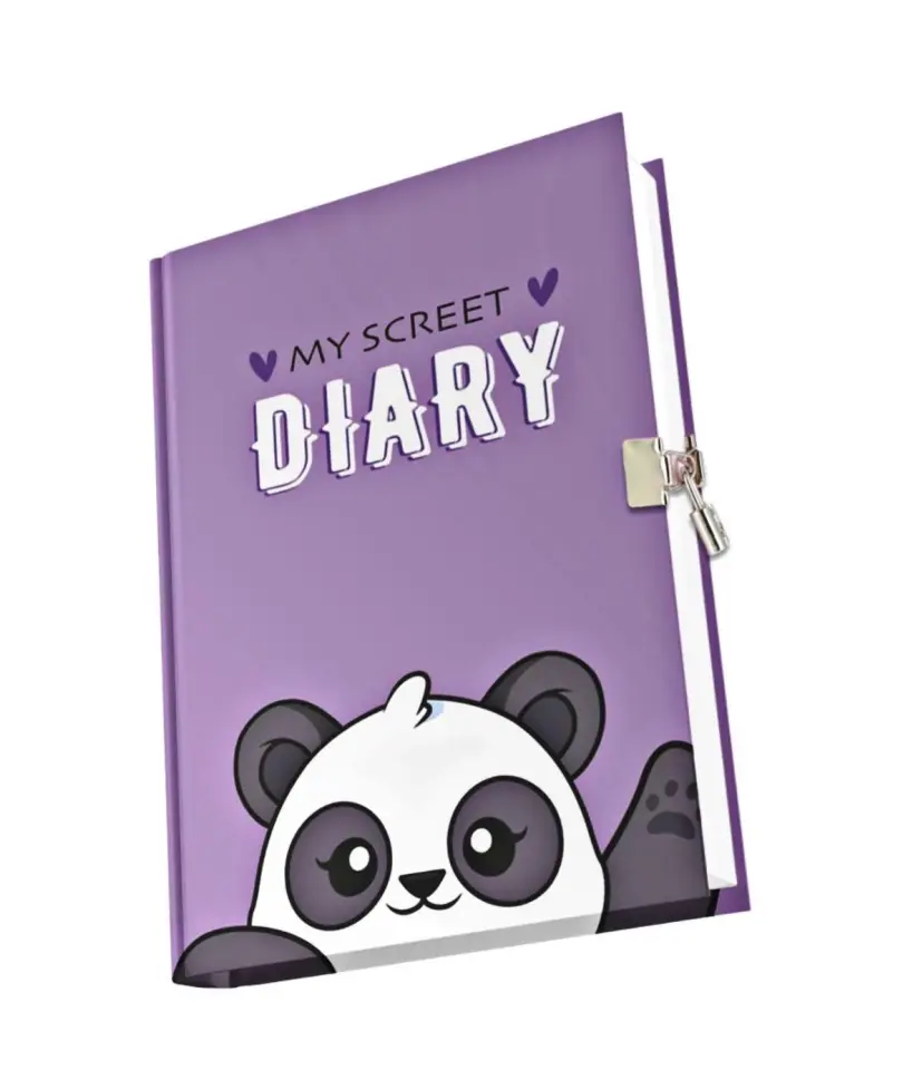 Kilitli Hatıra Günlük Anı Defteri Hello Pandastic Seri Mor