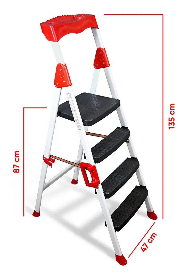 Zigana Elegance Geniş Basamaklı Kolay Taşıma Aparatlı Merdiven Kaliteli Paslanmaz Katlanır 3+1