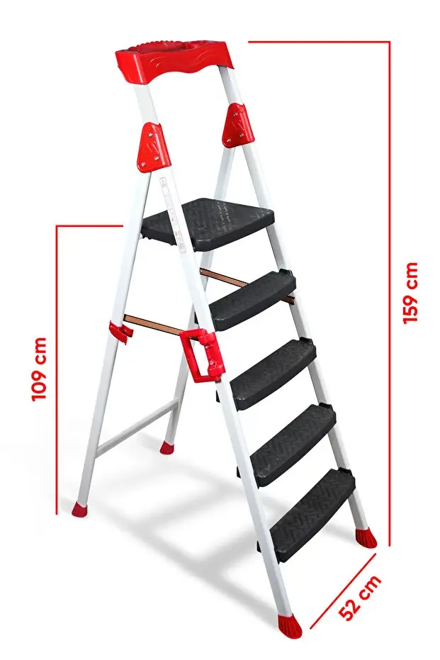 Zigana Elegance Geniş Basamaklı Kolay Taşıma Aparatlı Merdiven Kaliteli Paslanmaz Katlanır 4+1