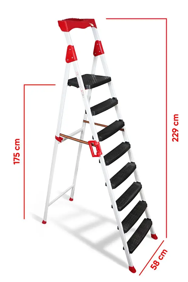 Zigana Elegance Geniş Basamaklı Kolay Taşıma Aparatlı Merdiven Kaliteli Paslanmaz Katlanır 7+1